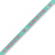 Schmuckband mit Text "Amour" Dark turquoise-fuchsia